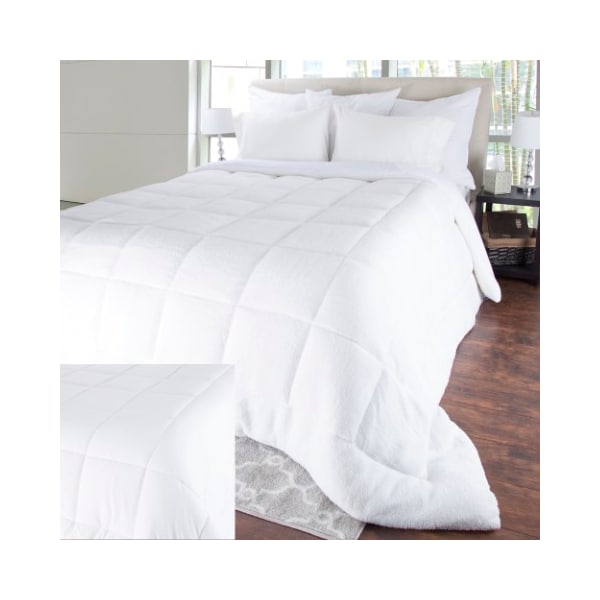 Hastings Home Oversized Reversible Down Alt Comforter With Sherpa - Full/Queen